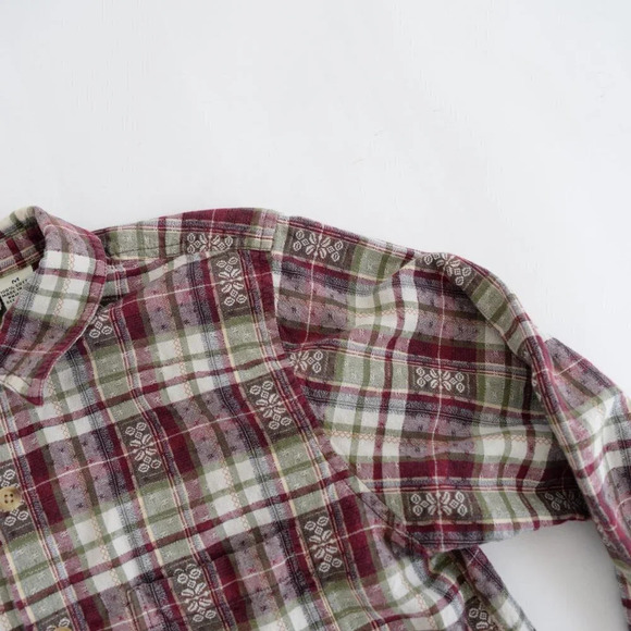 Vintage Classic Elements  Cream and Maroon Checker Button Up Long Sleeve Shirt M - Picture 11 of 13